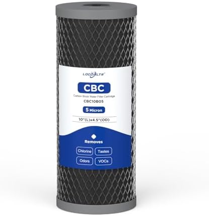 5 Micron 10" x 4.5" Whole House Carbon Block Water Filter Cartridge, 1 Pack by Locofiltr