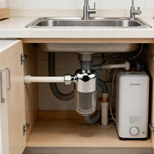 W21 Copper Head Water Heater Pre-Filter, Washing Machine Water Filter with G1/2 Thread, 40-Micrometer Sediment Filter, 304 Stainless Steel Mesh, Clear Housing, for Appliance Longevity - Image 3