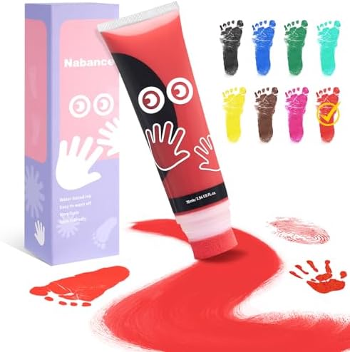 Nabance Baby Hand and Footprint Paint, Sponge Head, Baby Safe Paint, Red by WelcometoNabance