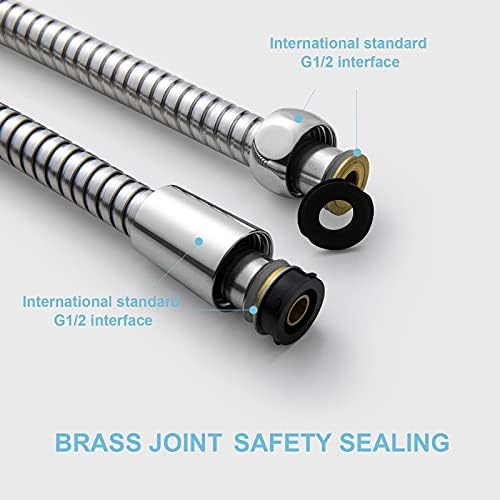 OFFO Shower Hose, 198 in Kink Free Stainless Steel Shower Hose Attachment Electroplating Handheld Shower Head Hose Flex Hoses Extension with Brass Insert & Nut for Pet Bathing Cleaning, Nickel Gray - Image 3