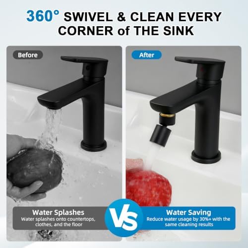 Hibbent NSF/ANSI/CAN 372 Certified 4 Modes Faucet Aerator, Matte Black - Image 4