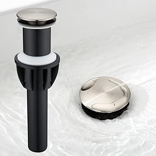TIORIY Vessel Sink Drain Without Overflow, Plastic Bathroom Pop up Sink Drain Brushed Nickel, Built-in Anti Clogging Sink Stopper, Fit for 1 3/4 Inch Sink Vanity Drain Assembly with Strainer by TIORIY