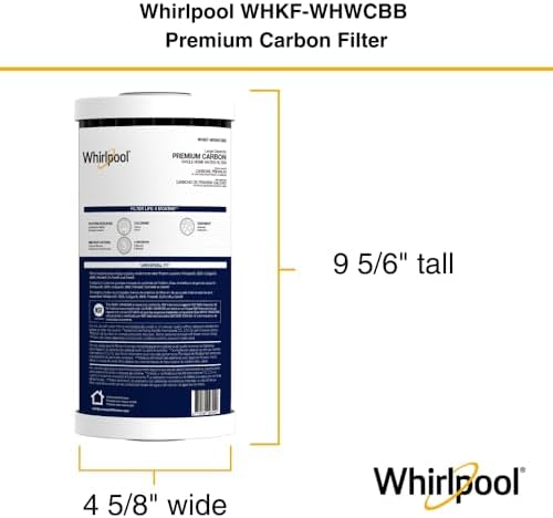 Whirlpool 10" x 4.5" Premium CTO Carbon Water Filter WHKF-WHWCBB, NSF Certified 5 Micron Reduces Chlorine, Taste & Odor, Dual Layered Pleated Sediment and Carbon Wrap, Pack of 3 - Image 5