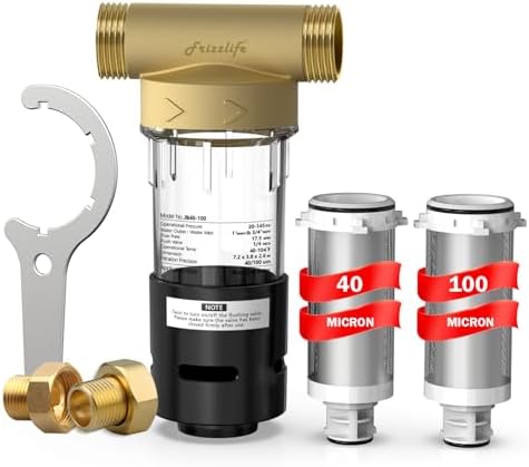 Frizzlife Spin Down Sediment Water Filter, 40/100 Micron,Built-in Scraper by FRIZZLIFE