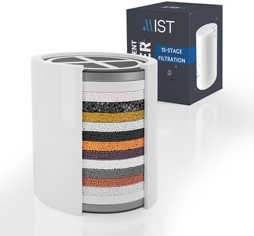 Mist - 15 Stage Filtered Shower Head Replacement Cartridge, Universally Compatible With Any Similar Design, Shower Water Softener with High Output, Long Lasting-Shower Filter For Hard Water (1 pack) by MistWaterAirFilters