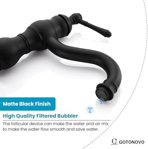 gotonovo Bathroom Faucet 1 Hole Vintage,Matte Black,7.1” Spout Reach - Image 6