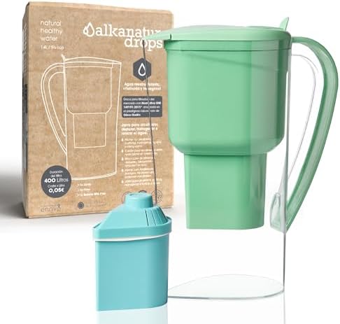 Alkanatur Alkaline Water Filter Pitcher Removes Fluoride, Microplastics, PFAs - Adds Magnesium - Hydrogenates & Ionizes Water - Removes Chlorine, Heavy Metals - Certified UNE 149101:2015 by Alkanatur