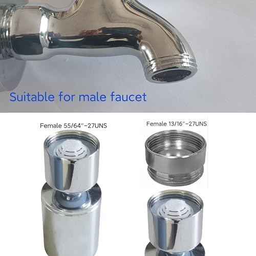 Rotating Faucet Aerator Extender,Nozzle Faucet Adapters, Universal Splash Filter Kitchen Tap Extension, Kitchen Sink Tap Head (Brushed Nickel 80°+3 brass adapters) - Image 4