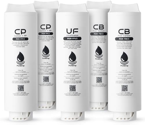 PureDrop PDR-F5-3CUW 2-Year Replacement Filter Cartridges for PDR-3CUW Ultra-Filtration Under Sink Water Filter System by PureDrop