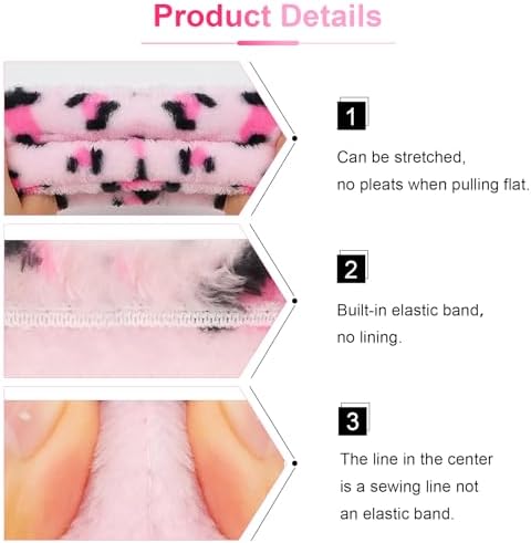 VELSCRUN 6 Pack Spa Headband, Makeup Headband, Face Wash Headbands, Skincare Headbands, Pink Leopard Sponge Hair Band Bow Tie Spa Head Band for Washing Face Wristband Set Hair Accessories for Women - Image 5