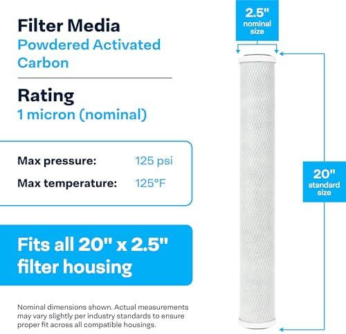 SpiroPure 20x2.5 1 Micron Carbon Block Water Filter CB-25-2001 (Case of 6) - Image 3