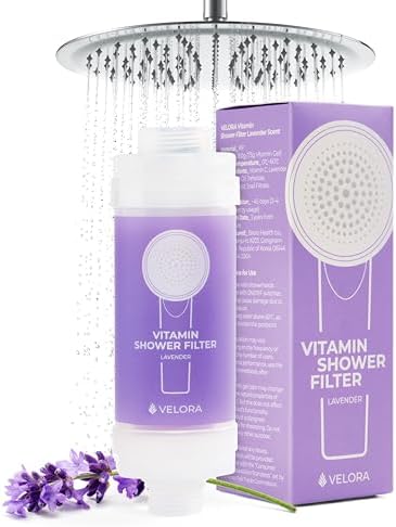 Vitamin C Shower Filter and Water Softener for Hard Water - Aromatherapy Shower Head Attachment - Universal Fit, No Tools - Reduces Dry, Itchy Skin and Nourish Hair - Lavender-Scented by BravoHealth