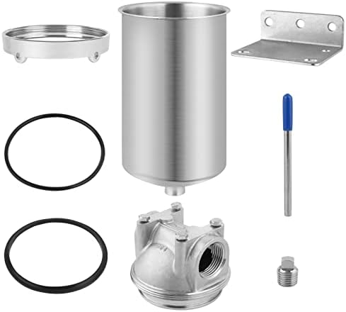 NSF/ANSI 42 Stainless Steel Whole House Water Filter Housing, 5" x 2.5" Sediment Water Filter System for Heavy Duty, Well & City Water, 1/2" NPT Port, Drain Valve Style C(Square Head) - Image 6