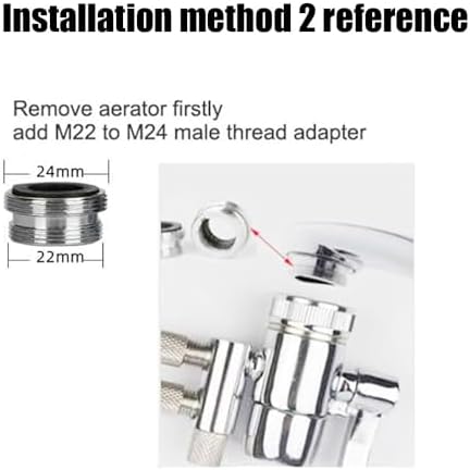 Kitchen Bathroom Sink Faucet Water Filter Diverter Valve for Push on 1/4 inch Tubing Replacement Part Adapter with M22 X M24 Connector, Polished Chrome - Image 3