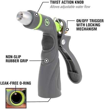 Flexzilla Metal Adjustable Pistol Grip Garden Hose Nozzle Sprayer with Durable Metal Construction & Variable Water Flow - Image 2