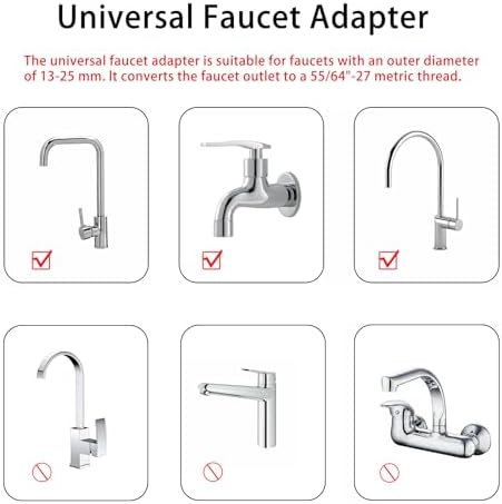 3 Pcs Universal Faucet Adapter, Kitchen Sink Hose Adapter Faucet Connector for Gooseneck Faucets with 13-25mm Outer Diameter, Compatible with Dishwasher, Water Filter(22mm Male Thread) - Image 6