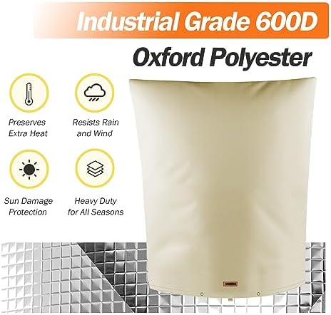 TOHONFOO Backflow Preventer Cover, Pipe Freeze Insulation, 28"Wx44"H, Beige - Image 6