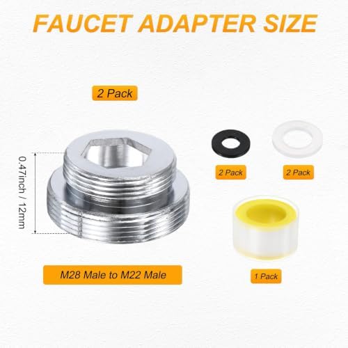 M METERXITY 2-Pack Faucet Adapter, M28 Male to M22 Male, for Kitchen - Image 3