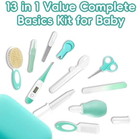 WXA Baby Healthcare and Grooming Kit with Nail Clippers, Scissors, Infant Grooming Kit for Newborns (18 in 1, Green) - Image 2