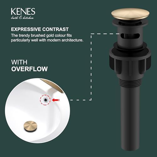 KENES Champagne Bronze Pop Up Bathroom Sink Drain Assembly with Overflow - Image 3
