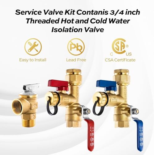 FOGATTI 3/4 Inch IPS Isolator Tankless Water Heater Industry Leading Service Valve Kit with Pressure Relief Valve, Upgraded Clean Brass Construction - Image 5