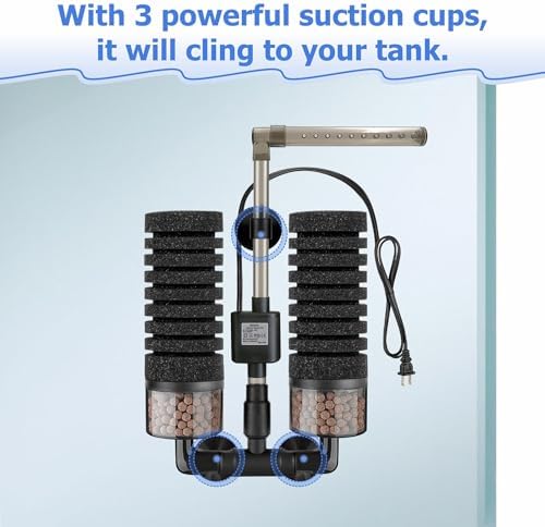 Upgrade Aquarium Electric Power Sponge Filter with Submersible Pump ，Ultra-Quiet Motor with Bio Ceramic Media Balls and 2 Spare Sponge (L for 20-55 Gal) - Image 5