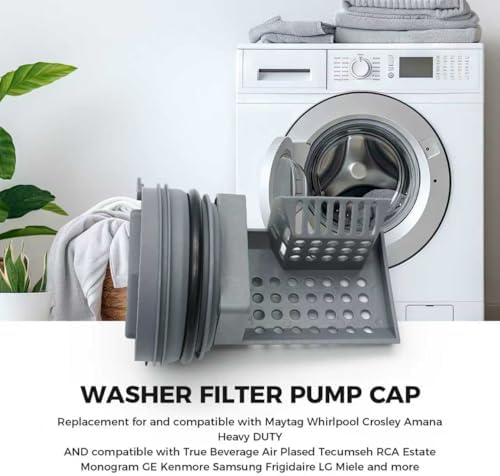 W10365897 W11568579 Washer Filter Pump Cap for Whirlpool KitchenAid Maytag Jenn-Air Inglis and Magic Chef Crosley Amana Heavy DUTY for Old and New Models and Serials 50 and 60 Hertz for Models - Image 2