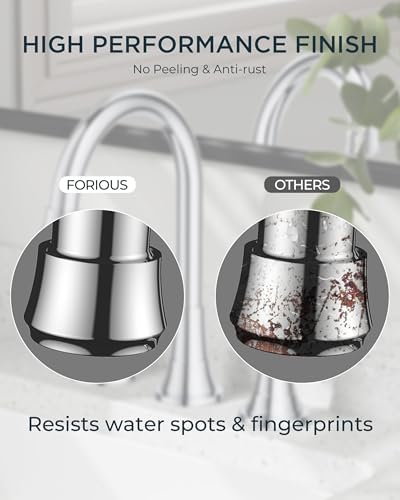 FORIOUS 2 Pack Chrome Bathroom Faucet 3 Hole, 8 in Commercial Faucet 3 Hole - Image 4