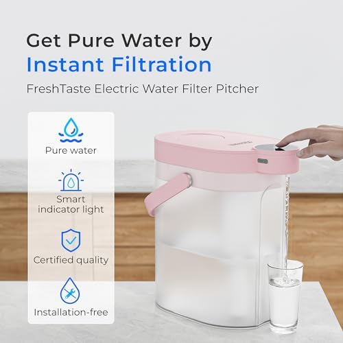 Waterdrop ED06P Electric Insant Water Filter Pitcher, 17-Cup Capacity, Pink - Image 2