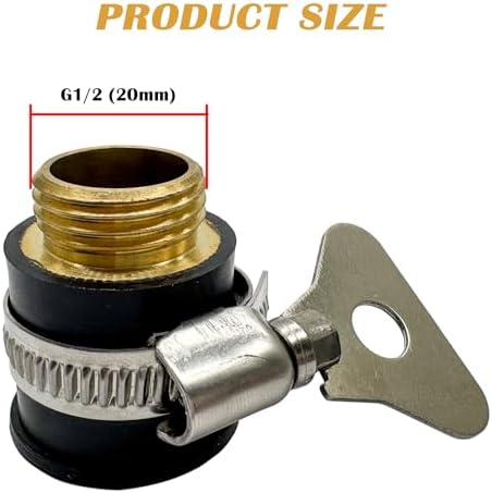 2Pcs Universal Faucet Adapter,G1/2(20mm) Male Thread Tap Connector,Tap Connector Adapter with Stainless Steel Clamp for Threadless Old Faucets - Image 2