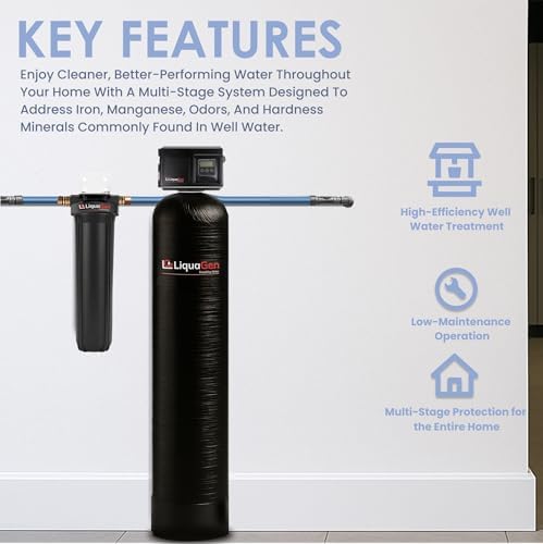 LiquaGen Whole House Well Water Filtration System with Sediment Pre-Filter & AIO Air Oxidation Stage, High-Flow Point-of-Entry Filtration for Iron, Sulfur & Manganese Reduction (1-3 Bathrooms) - Image 7