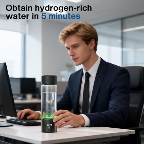 Fakllod Hydrogen Water Bottle Generator, Portable Rechargeable aquahealth Hydrogen Water, Hydrogen Water Ionizer Machine, with SPE/PEM Technology, for Home Office Travel (Dark Black) - Image 5