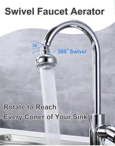 360° Swivel Kitchen Faucet Aerator,Anti-Splash Dual-function Kitchen Faucet Sprayer Attachment,Large-diameter Shower Head Sink Aerator,Water Saving,Engineering Plastic PA66-3 Inch - Image 3