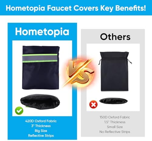 12Pack Outdoor Faucet Covers for Winter - 6.7"W x 8.3"H Hose Bib Covers for Winter Freeze Protection with Reflective strips Outside Spigot Pipe Reusable Waterproof Insulated backflow Cover,Black - Image 7