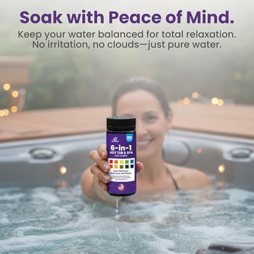 Hot Tub & Spa Test Strips 6-in-1 (100-Pack) - Accurately Monitors pH, Free/Total Chlorine, Alkalinity, Hardness, and Cyanuric Acid - Perfect for Chlorine-Based Spas and Jacuzzis (Not for Bromine) - Image 6