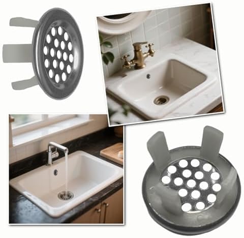 6 Pack Stainless Sink Basin Trim Overflow Cover,Bathroom Sink Overflow Trim Ring Stainless Steel Mesh Round Hole,Sink Basin Trim Ring Insert in Hole Round Caps for Home,Sink,Bathroom,Kitchen - Image 3