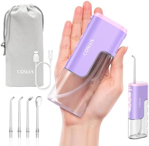 COSLUS T40 Mini Water Flosser for Travel, Portable Compact Design, Purple by COSLUS