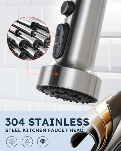 ARCORA Stainless Steel Kitchen Faucet Head with 13 Adapters, 3 Modes - Image 2