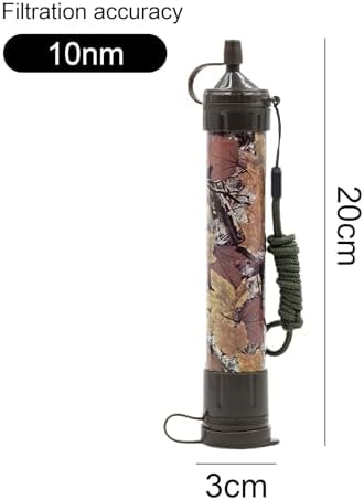 Water Straws Filter, Personal Backpacking Water Filter Straw Portable for Camping Hiking Travels (Green Camouflage) - Image 2