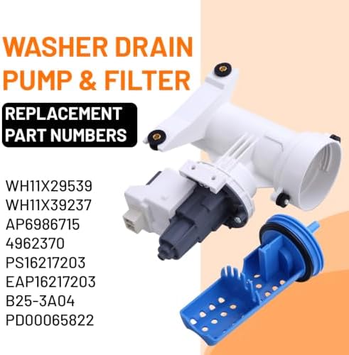 Upgraded WH11X39237 WH11X29539 Washer Drain Pump & Filter Assembly for GE - Image 2