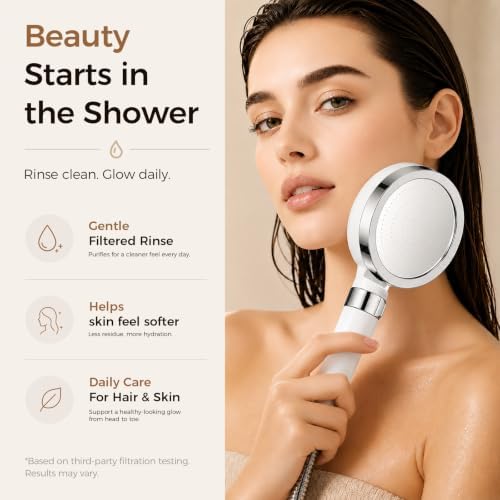 Korean Beauty VC Scent Handheld Filter Shower Head with Rotary Switch | Anti-Chlorine Hard Water Filter, Gentle Skin & Smooth Hair, Easy Install - Image 3