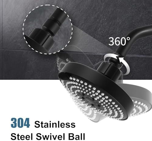 OFFO Shower Head, High Pressure Shower Head with 6 Mode, Fixed Showerheads for Strong Water Flow & Relaxing Shower Experience, Matte Black - Image 3