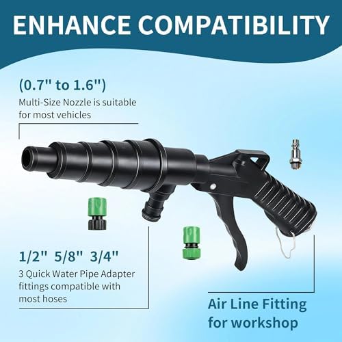 Coolant Flush Gun & Heater Core Flush Kit – Lever Action Air for 19-40mm Hoses, Automotive Cooling System Cleaning Tool - Image 6