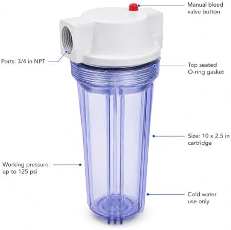 CFS Water Filter Housing Kit, 10 x 2.5 in, 3/4 in NPT, Carbon Block - Image 3