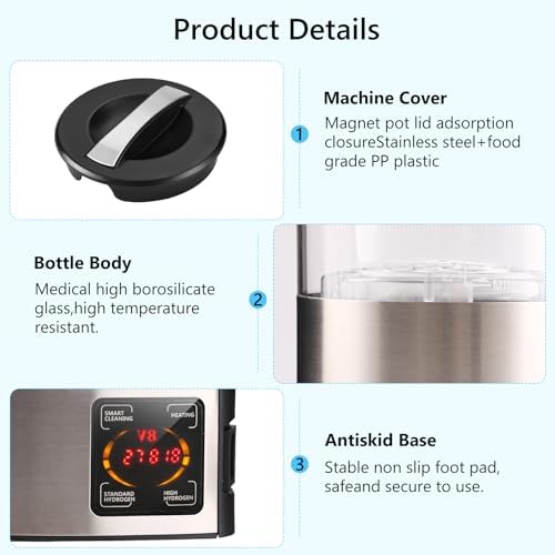 Hydrogen Water Bottle 68oz, Hydrogen Water Bottle Generator with SPE and PEM Technology, Alkaline Hydrogen Water Machine, Balanced Water PH Levels - Image 5