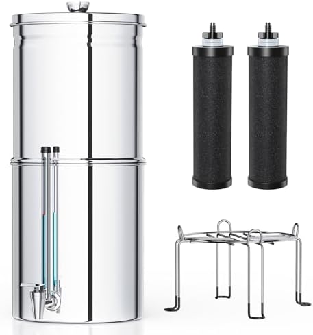 Upgraded Stainless Steel Gravity Water Filter System,2.25 Gallon 6-Stage Countertop Filtration with 2 Filters for Home Kitchen & Outdoor Use,No Electricity Required by Unknown