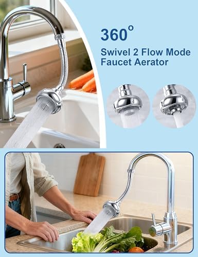 UFO-shaped 360° Swivel Kitchen Faucet Extender,Anti-Splash Dual-function Kitchen Faucet Sprayer Attachment,Large-diameter Shower Head Sink Aerator,Water Saving-8 Inch - Image 2