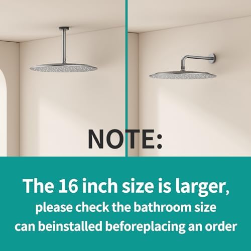 All Metal 16Inch Rain Shower Head - Heavy Duty Stainless Steel, Easy Install, High Water Flow, Ultra-Thin Modern Design for Bathroom (Brushed Nickel) - Image 3