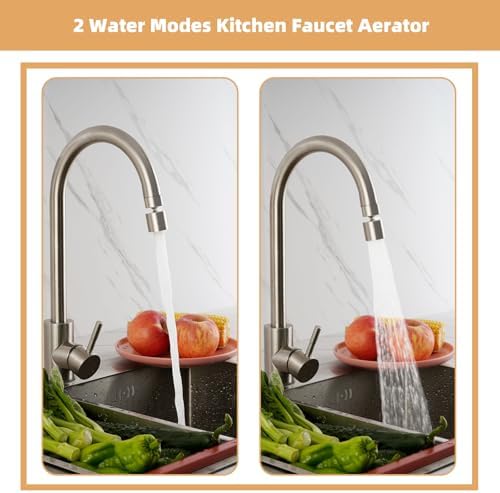 Hibbent cUPC Certified 360° Swivel Aerator with 2-Flow, Brushed Nickel - Image 2