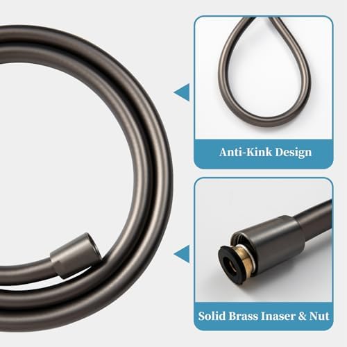 OFFO Handheld Shower Head Set, 6-Mode High Pressure Handheld Sprayer with 60" Ultra-Flex PVC Shower Hose, High Flow Large Powerful Boosting Handheld Showerhead for Low Water Pressure, Charcoal Grey - Image 6